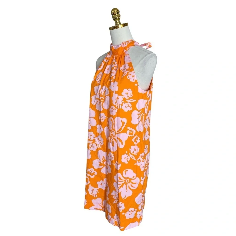 J. Crew Women Tie-neck Cotton Sleeveless Coastal Vacation Mini Shift Dress Sz  2 - Picture 9 of 14